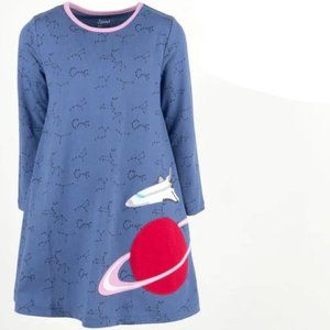 Long Sleeve Dress Planet Astronomy Outer Space Spaceship Size 6 Yrs